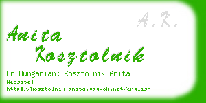 anita kosztolnik business card